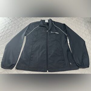 NWT Danskin Black Athletic Zip-Up Jacket with White Piping